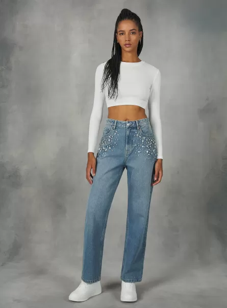 Donna Popolarità Night Out Jeans Straight Fit Con Strass Alcott D006 Azure