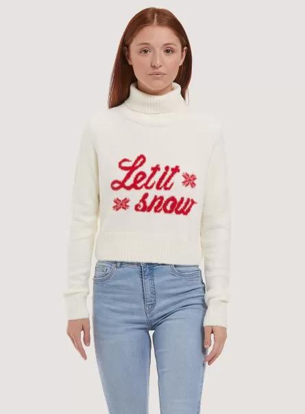 Negozio Online Alcott Donna Maglieria Pullover Cropped Christmas Family Collection Wh2 White