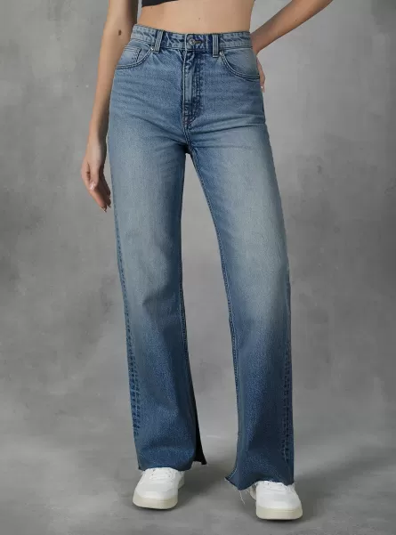 Nuovo Prodotto Jeans Jeans Straight Fit Con Spacco In Denim Stretch Alcott Donna D003 Medium Blue