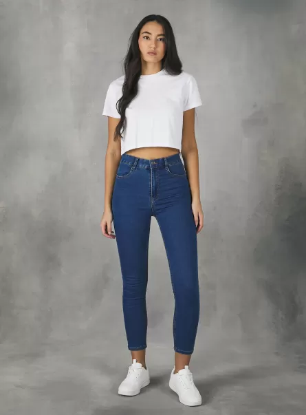 Jeans D003 Medium Blue Acquisto Donna Alcott Jeans Skinny Fit A Vita Alta