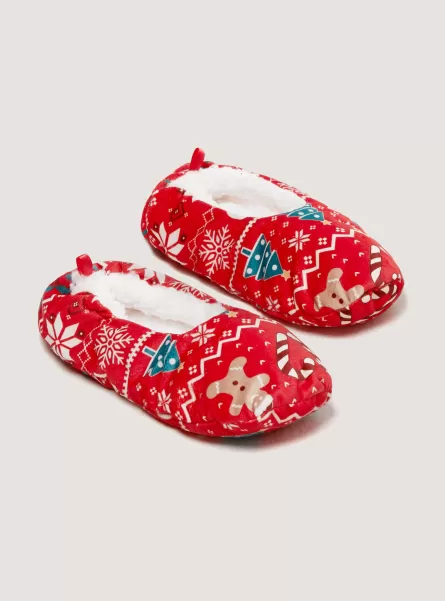 Donna Pantofole Christmas Collection Rd2 Red Medium Scarpe Esclusivo Alcott