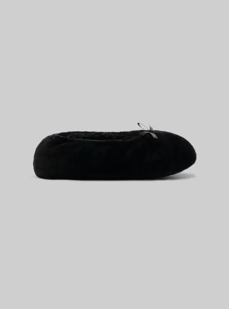 Bk1 Black Accattivante Donna Scarpe Pantofole Calzino In Eco Pelliccia Alcott