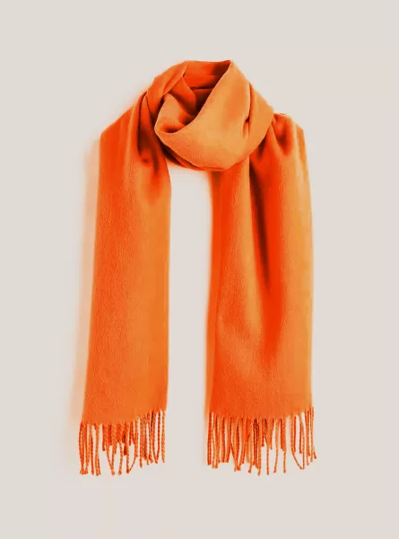 Donna Or2 Orange Med. Sciarpa In Tinta Unita Con Frange Qualità Sciarpe Alcott