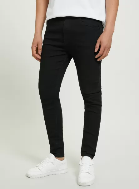 Jeans Jeans Super Skinny Fit In Denim Stretch Bk1 Black Performance Uomo Alcott