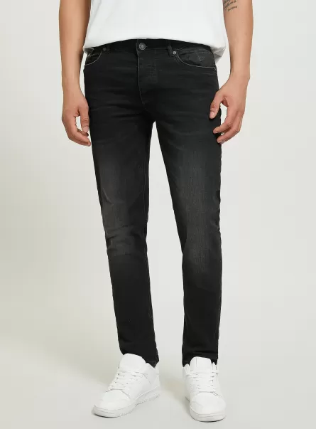 Alcott Jeans Uomo D000 Black Jeans Skinny Fit In Denim Stretch Moda