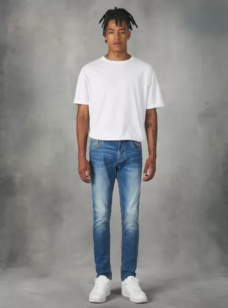 Uomo Jeans Super Skinny In Denim Stretch Alcott Jeans Garantire D003 Medium Blue