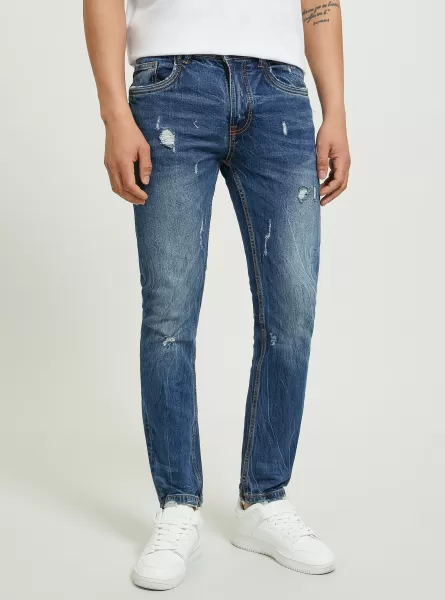 Uomo Jeans Slim Fit In Cotone Alcott D001 Deep Blue Negozio Online Jeans
