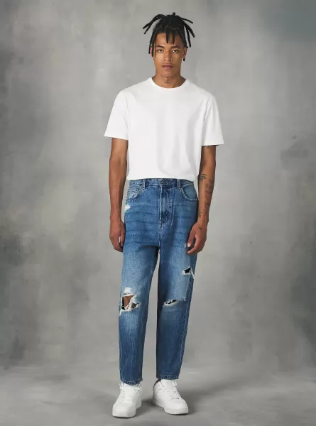 Jeans D002 Medium Dark Blue Alcott Uomo Spesa Jeans Loose Fit Con Rotture