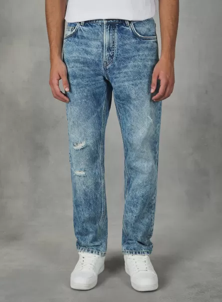 Jeans Straight Fit In Cotone Unico Uomo Jeans D003 Medium Blue Alcott