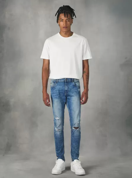 Alcott Jeans Super Skinny Con Rotture In Denim Stretch Uomo Jeans D005 Light Blue Durata