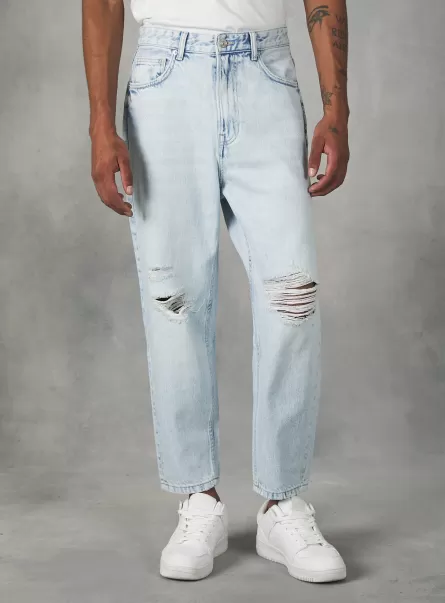Alcott Carrello Della Spesa Jeans Jeans Loose Fit Con Rotture Uomo D007 Light Azure