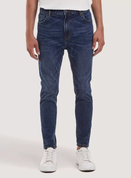 Uomo Innovativo Jeans Jeans Carrot Fit In Denim Stretch D003 Medium Blue Alcott