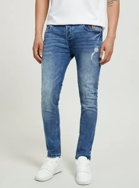 Alcott D005 Light Blue Jeans Uomo Nuovo Prodotto Jeans Skinny Fit In Denim Stretch