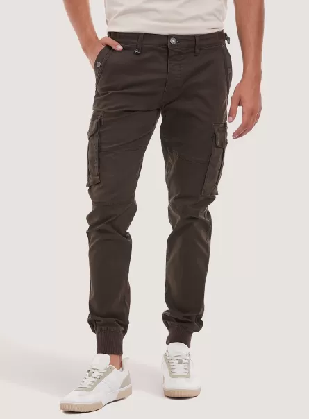 Spesa Br1 Brown Dark Alcott Pantaloni Uomo Pantaloni Cargo In Cotone Con Elastico