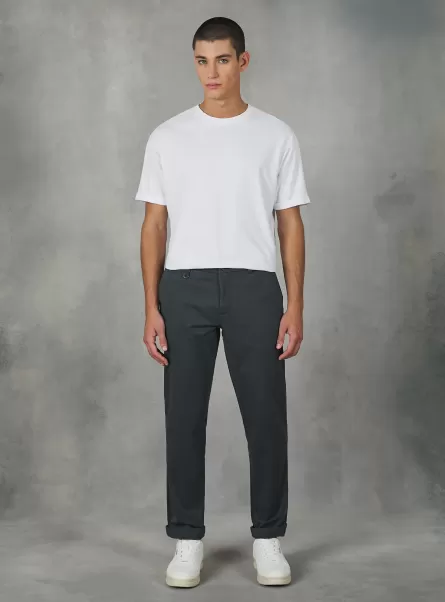 Pantaloni Chinos Twill Stretch In Cotone Alcott Gy1 Grey Dark Uomo Moda Pantaloni