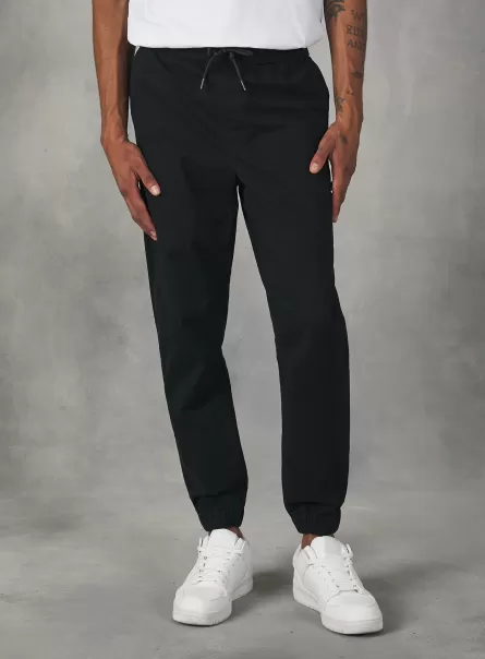 Bk1 Black Pantaloni Pantaloni Jogger In Cotone Con Elastico E Coulisse Uomo Mercato Alcott