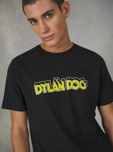 Uomo Bk1 Black Maglietta Dylan Dog / Alcott T-Shirt Domanda