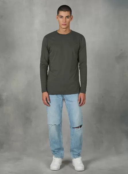 Ky2 Kaky Medium Maglietta A Maniche Lunghe In Cotone Uomo Qualità T-Shirt Alcott