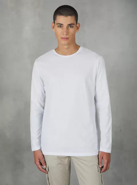 Maglietta A Maniche Lunghe In Cotone Uomo Alcott T-Shirt Wh2 White Qualità