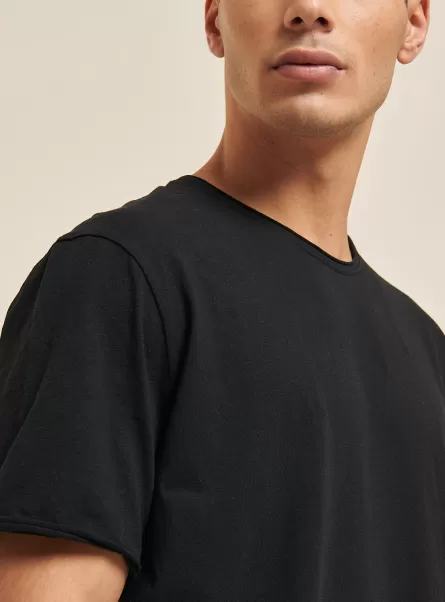 Uomo Maglietta Basic Tinta Unita In Cotone Alcott T-Shirt Domanda Nero