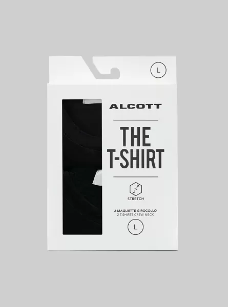 Promozione Set Di 2 T-Shirt In Cotone Alcott Uomo T-Shirt Bk1 Black
