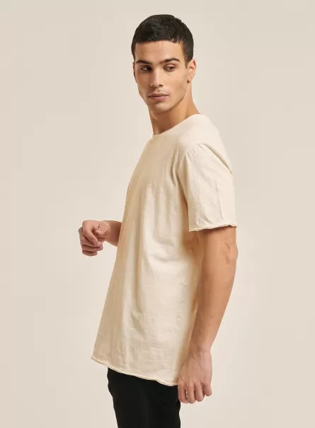 C104 Cream Vendita Alcott Uomo T-Shirt Maglietta Basic Tinta Unita In Cotone