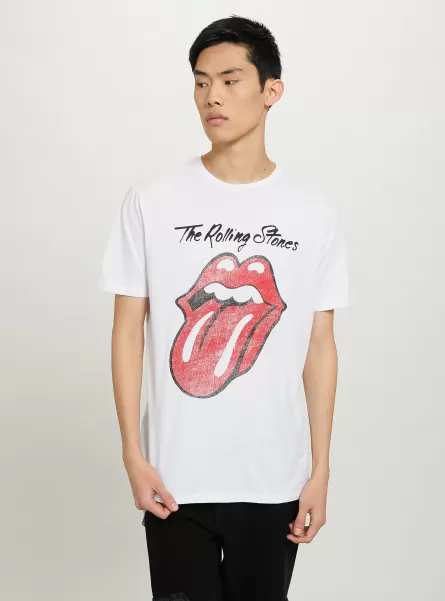 T-Shirt Uomo Wh3 White Maglietta Rolling Stones / Alcott Offerta Speciale