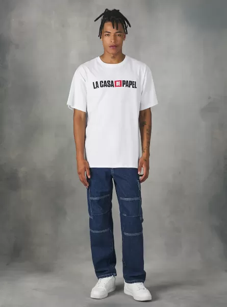 T-Shirt Maglietta La Casa De Papel / Alcott Uomo Acquistare Wh3 White