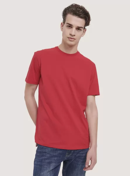 T-Shirt Alcott Maglietta Girocollo In Cotone Sostenibile C3376 Red Offerta Speciale Uomo