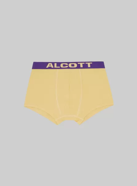 Alcott Uomo Intimo Ye3 Yellow Light Affidabilità Boxer In Cotone Elasticizzato Con Logo