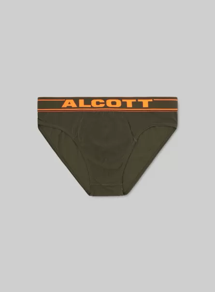 Uomo Intimo Alcott Slip In Cotone Elasticizzato Con Logo Servizio Ky2 Kaky Medium