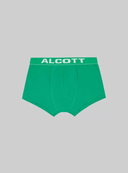 Intimo Alcott Gn2 Green Medium Boxer In Cotone Elasticizzato Con Logo Domanda Uomo