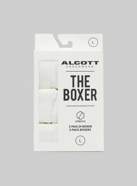 Moderno Uomo Intimo Wh2 White Set Di 3 Paia Di Boxer In Cotone Elasticizzato Alcott