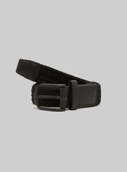 Alcott Cintura Intrecciata Con Fibbia Rettangolare Cinture Bk1 Black Uomo Nuovo Prodotto