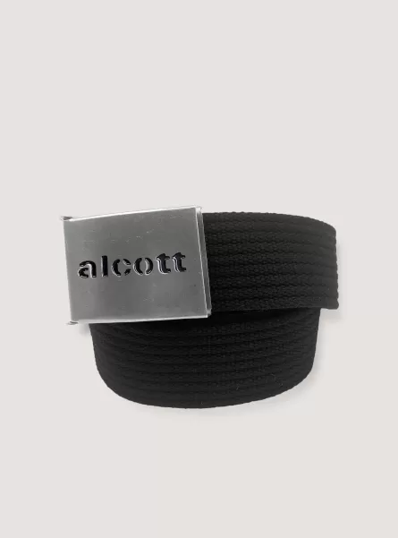 Uomo Sconto Alcott Bk1 Black Cintura Intrecciata Con Logo Cinture