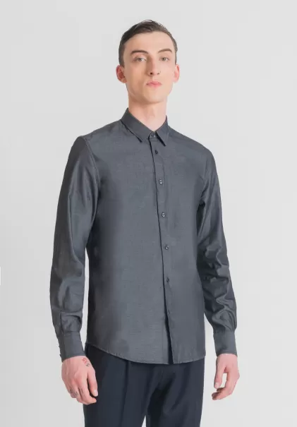 Blu Denim Uomo Camicie Camicia Slim Fit “Napoli” In Puro Cotone Easy Iron Effetto Denim Antony Morato