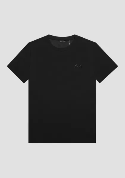 T-Shirts E Polo T-Shirt Over Fit In Puro Cotone Con Logo Ricamato Antony Morato Uomo Nero