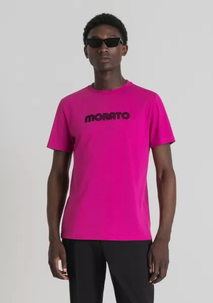 Magenta Antony Morato Uomo T-Shirts E Polo T-Shirt Slim Fit In 100% Cotone Con Stampa Logo