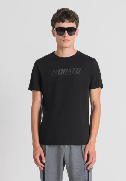 Antony Morato T-Shirt Slim Fit In Puro Cotone Con Stampa “Morato” Nero Uomo T-Shirts E Polo