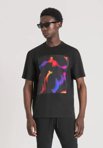 Antony Morato T-Shirts E Polo T-Shirt Over Fit In Cotone Con Stampa Psichedelica Nero Uomo