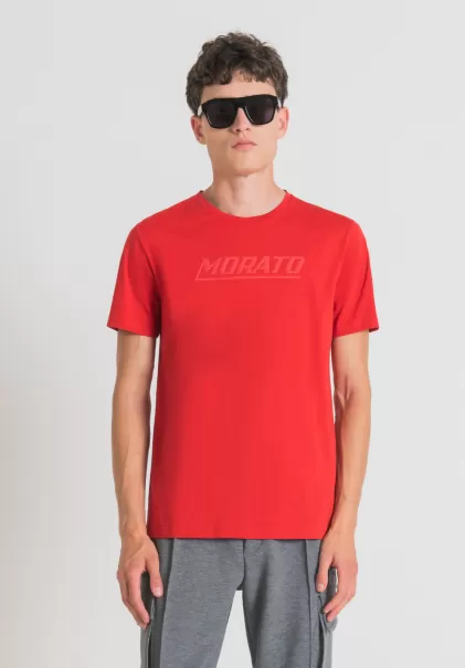 Antony Morato Uomo T-Shirt Slim Fit In Puro Cotone Con Stampa “Morato” T-Shirts E Polo Rosso