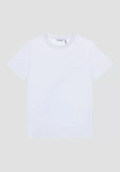 Uomo T-Shirt Regular Fit In Viscosa Sostenibile Con Stampa Logo Antony Morato Crema T-Shirts E Polo