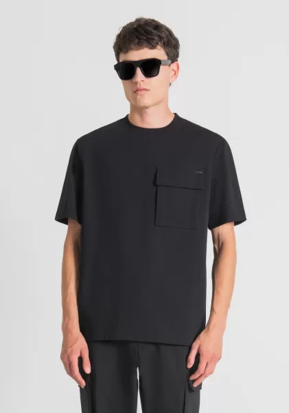 Nero T-Shirt Oversize In Puro Cotone Con Taschino Lato Cuore T-Shirts E Polo Uomo Antony Morato