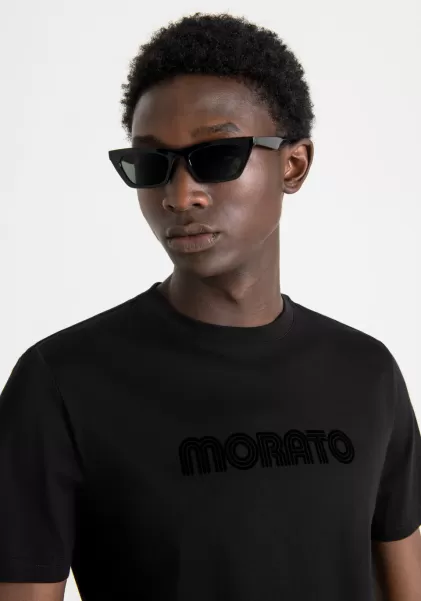 Nero T-Shirt Slim Fit In 100% Cotone Con Stampa Logo Uomo Antony Morato T-Shirts E Polo