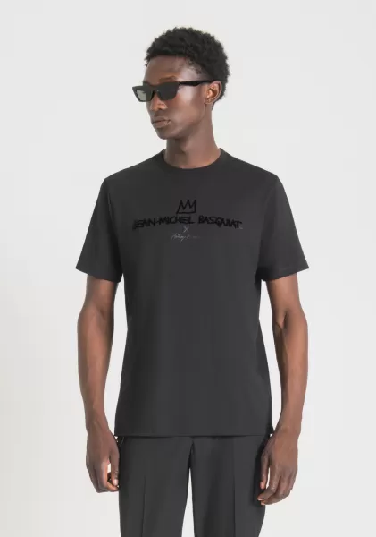 Uomo T-Shirt Regular Fit 100% Cotone Con Stampa Basquiat T-Shirts E Polo Antony Morato Nero