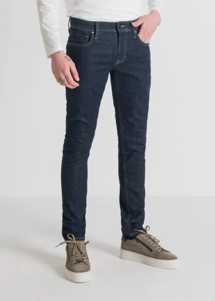 Uomo Blu Denim Antony Morato Jeans Jeans Tapered Fit “Ozzy” In Denim Stretch Con Lavaggio Scuro
