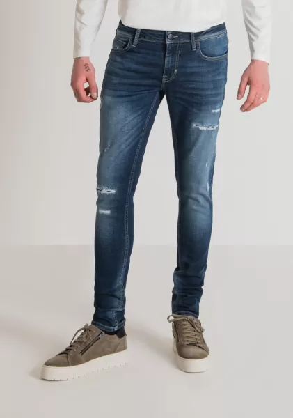 Jeans Tapered Fit “Ozzy” In Stretch Denim Tono Medio Uomo Jeans Antony Morato Blu Denim