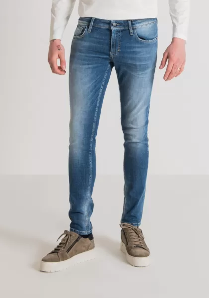 Jeans Jeans Tapered Fit “Ozzy” In Denim Stretch Lavaggio Medio Blu Denim Antony Morato Uomo