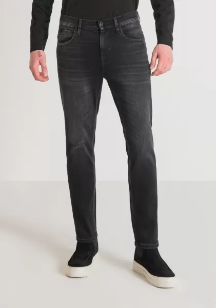 Nero Antony Morato Uomo Jeans Jeans Skinny Cropped Fit “Karl” In Stretch Denim Nero Lavaggio Scuro