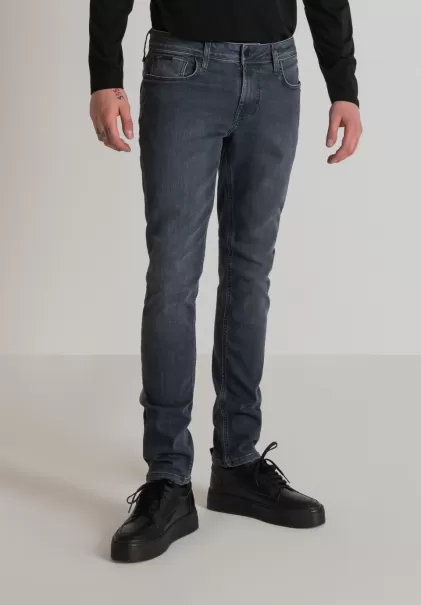 Jeans Tapered Fit “Ozzy” In Stretch Denim Grigio Uomo Jeans Steel Grey Antony Morato